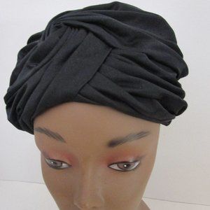Black Silk Turban Hat Bespoken Private Collection Church
